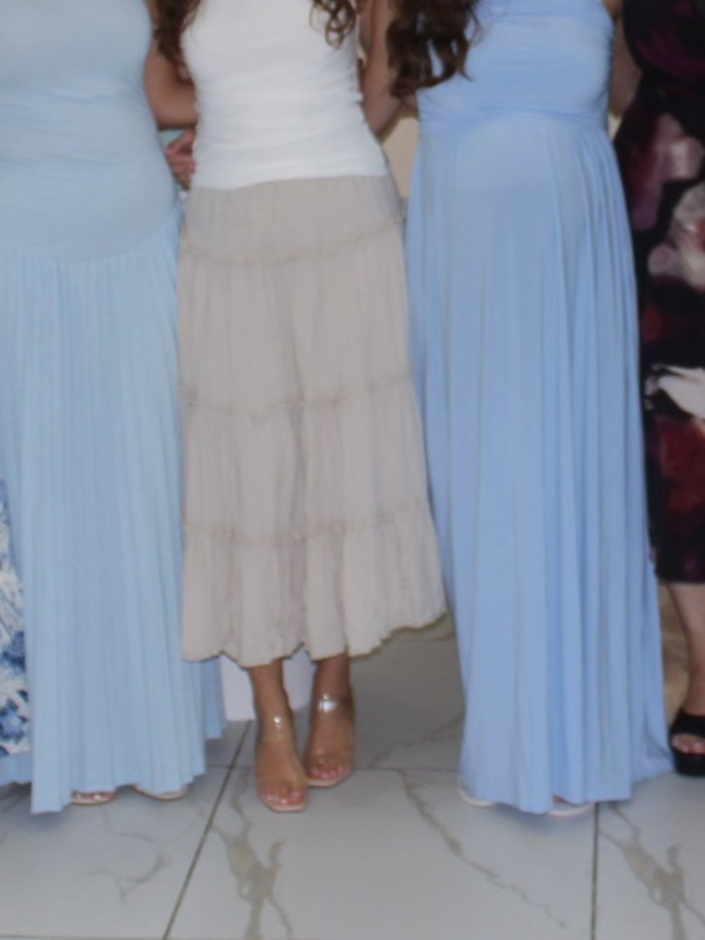 Aritzia Tiered Maxi Skirt in Light Beige